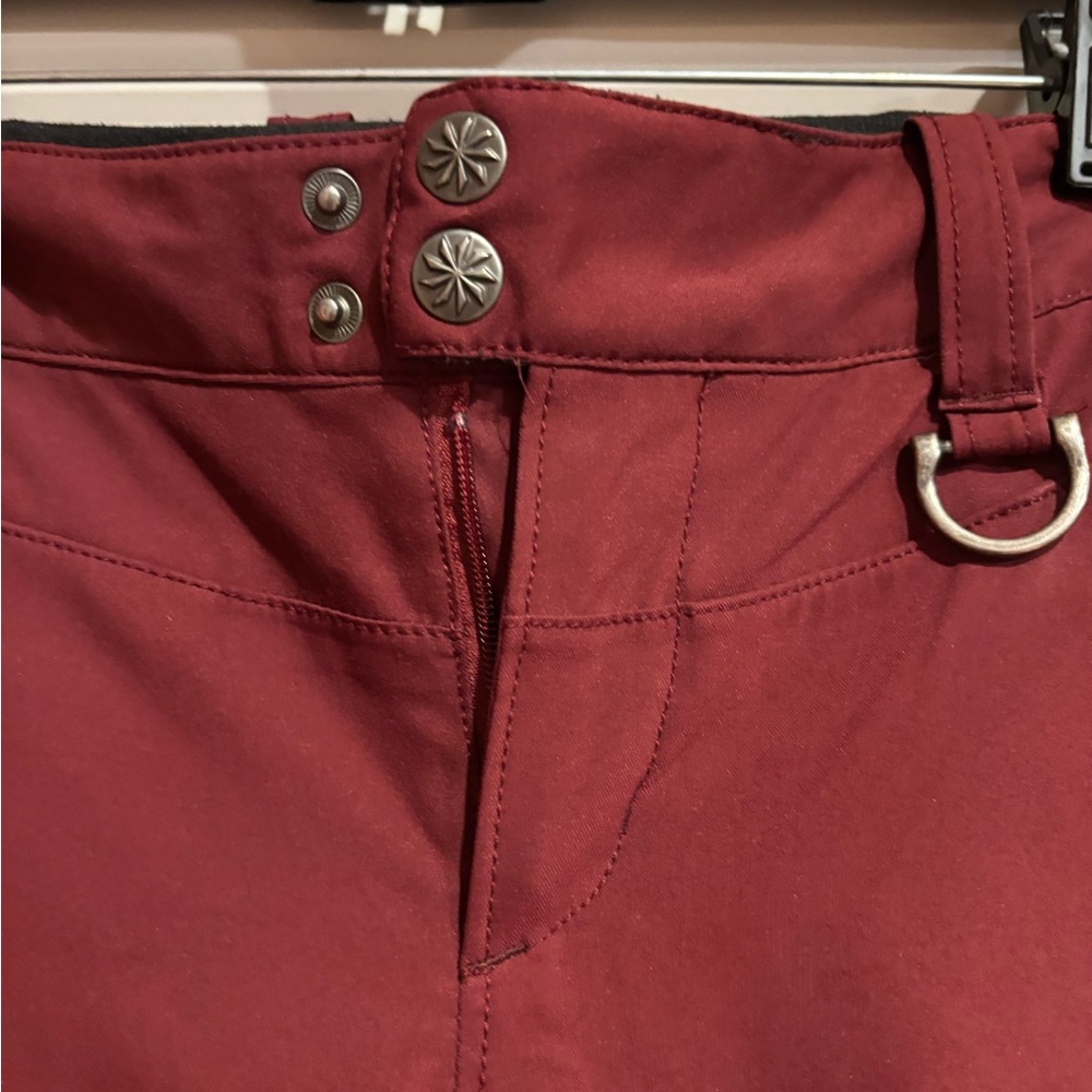 Athleta Women’s Deep Red Ski Pants with Black Accents - Picture 2 of 8